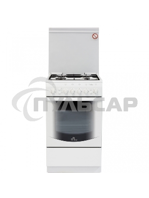 Плита газовая De Luxe 5040.41Г (КР) ЧР белый, конфорок 4 газовых, духовка 43 л, 50 см x 85 см x 50 см