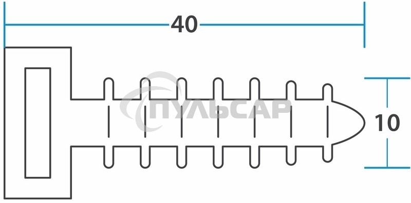 Дюбель под стяжку Rexant (база), d=10 х 40 мм, черный, упаковка 100 шт.