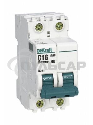 Выключатель автоматический модульный Dekraft 2п C 16А 4.5кА ВА-101 11066DEK