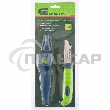 Нож монтажника с чехлом, обрезиненная рукоятка, 190 мм, лезвие - 67 мм Сибртех