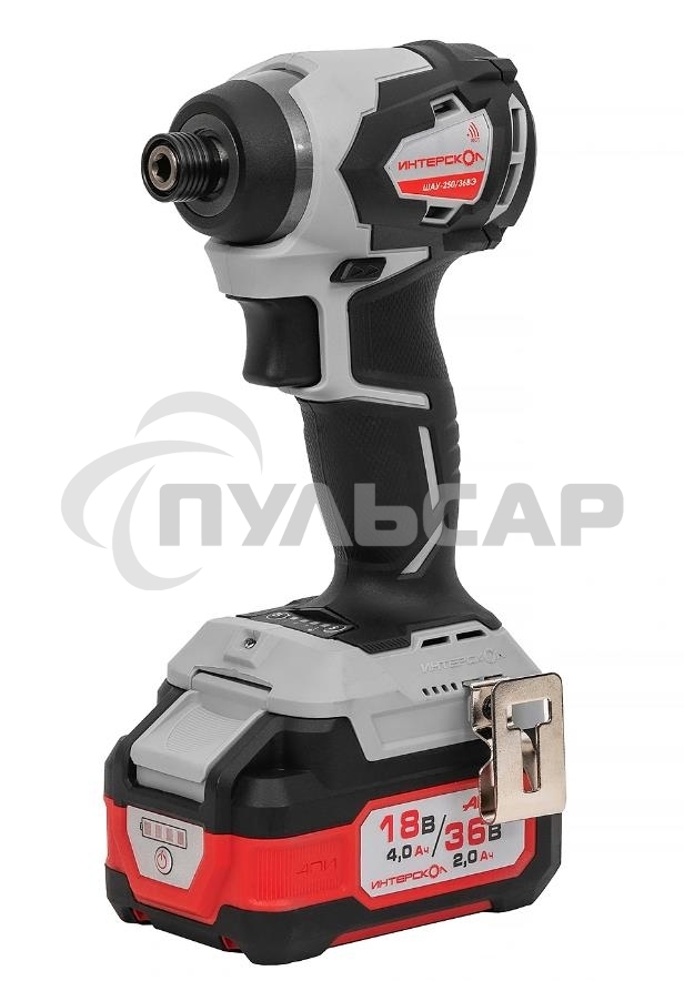 Бесщеточный ударн. аккум. шуруповерт ИНТЕРСКОЛ ШАУ-250/36ВЭ Li-ion АПИ [862.2.2.70] Li-ion, кейс,2 аккум. 2,0А·ч, ЗУ