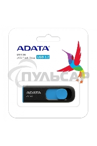 Флешка USB ADATA UV128 (AUV128-32G-RBE), 32 Gb, USB 3.0, R/W 100/30, черный/синий