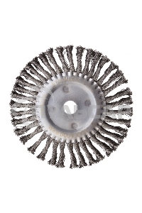 Щетка для УШМ, 200 мм, Плоская, крученая нержавеющая проволока 0,5 мм, посадка 22,2 мм Denzel