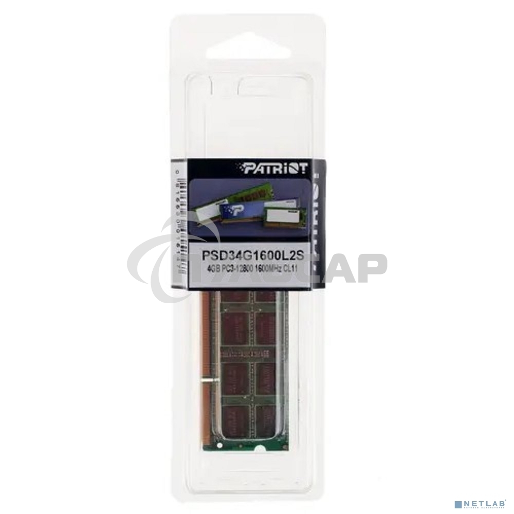 Оперативная память Patriot, DDR3L, 4Gb (1x4 Gb), 1600 MHz, CL11, SO-DIMM