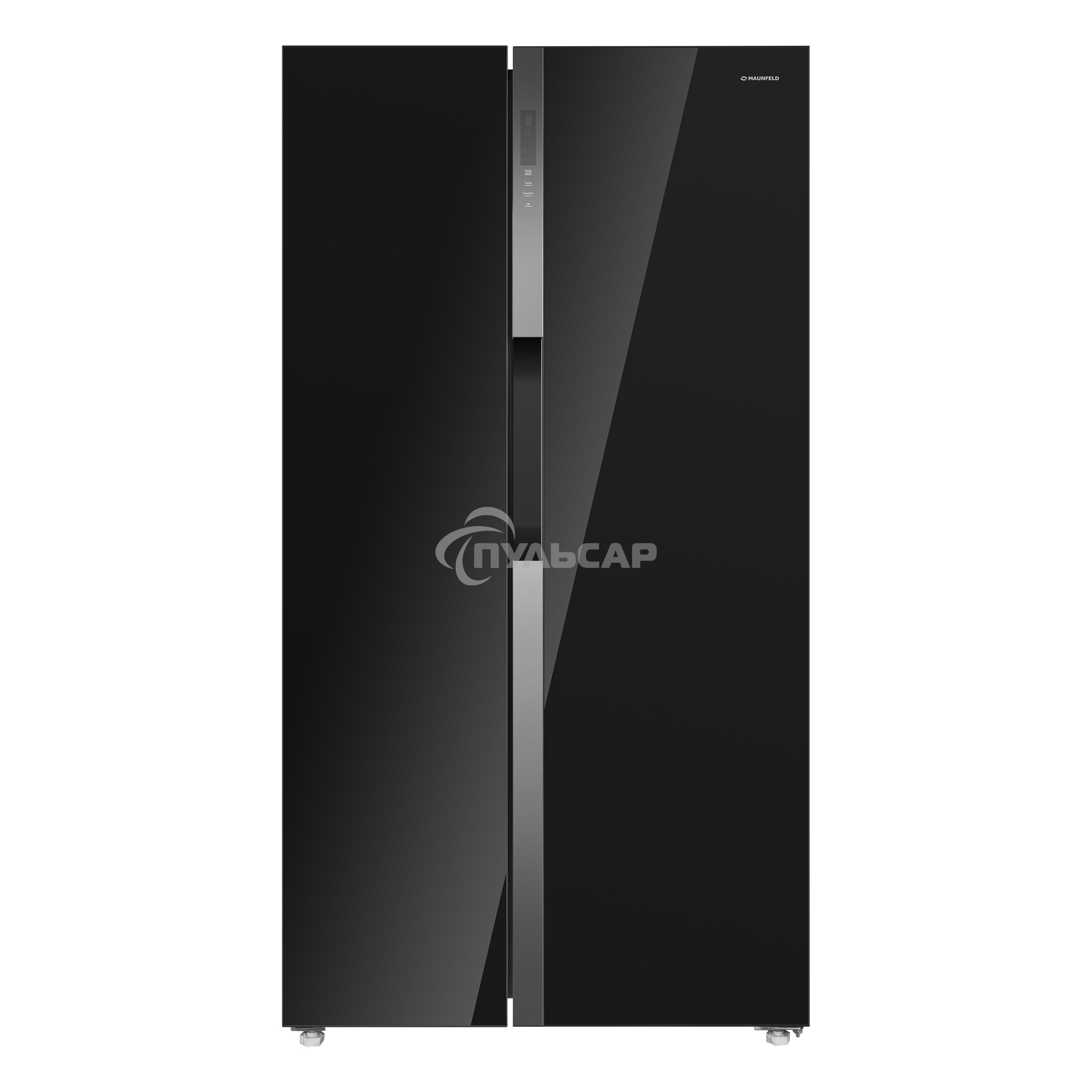 Холодильник Maunfeld MFF177NFB черный глянц. двухкамерный 263/170л морозилка сбоку, No Frost, Side by Side