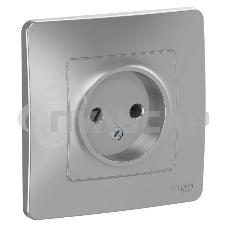 Розетка СП BLANCA 16А 250В без шторок без заземл. алюм. SchE BLNRS000013