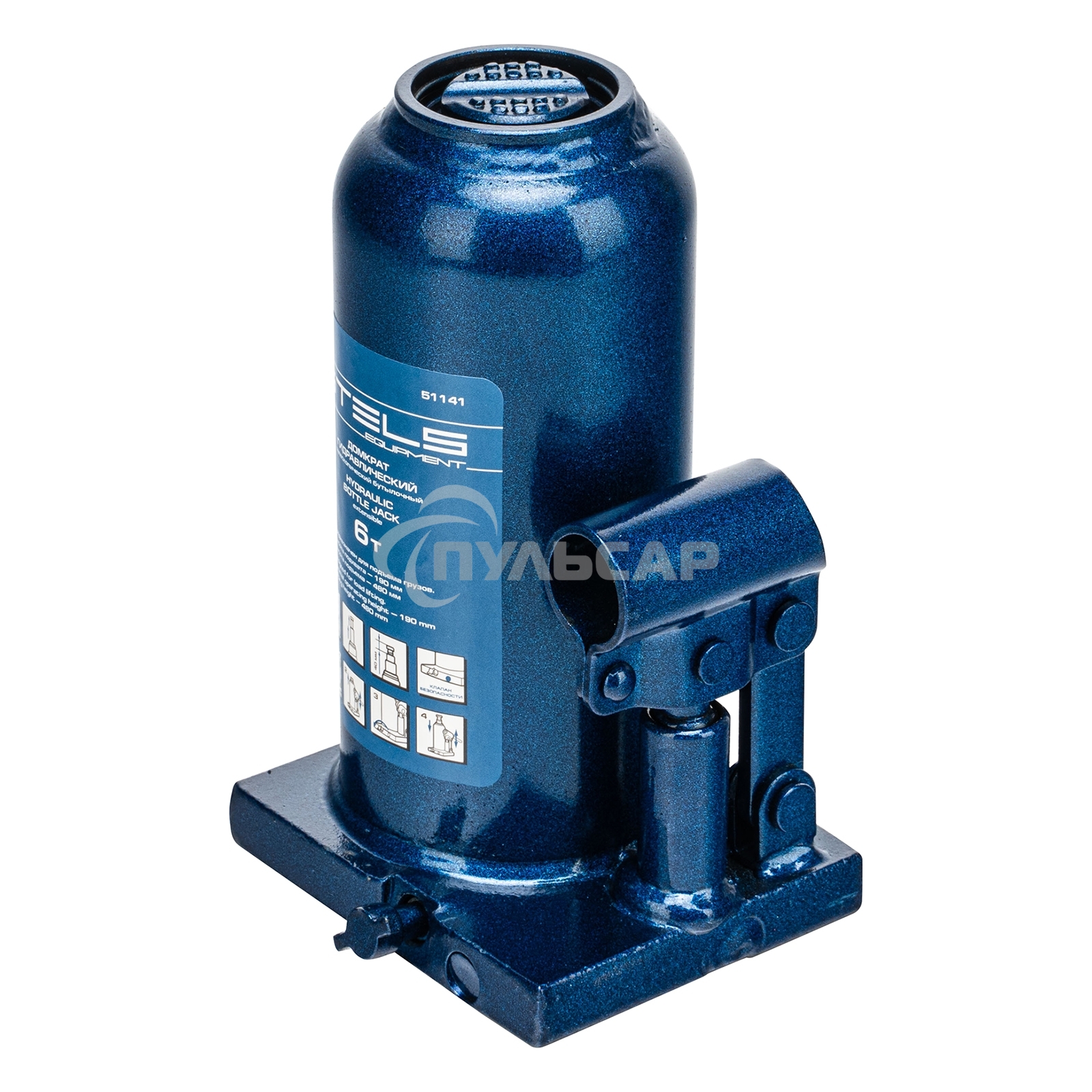 Домкрат гидравлический бутылочный телескопический, 6 т, h подъема 190-480 мм Stels