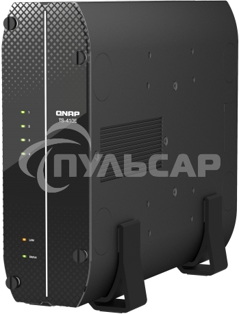 Сетевое хранилище SMB QNAP TS-410E-8G NAS fanless 4 2.5 SSD trays. Intel Celeron J6412 4-core 2.0-2.6 GHz, 8 Gb RAM (max), 2x2.5 GbE, 4xUSB 3.2 Gen 2 (10Gbps),1xHDMI
