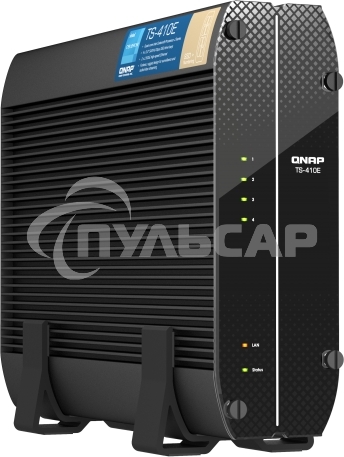 Сетевое хранилище SMB QNAP TS-410E-8G NAS fanless 4 2.5 SSD trays. Intel Celeron J6412 4-core 2.0-2.6 GHz, 8 Gb RAM (max), 2x2.5 GbE, 4xUSB 3.2 Gen 2 (10Gbps),1xHDMI