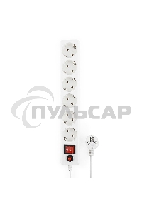 Сетевой фильтр Гарнизон ECL-6-W-3, 6р, 10А, 3м, ур.защиты 4, белый, пакет