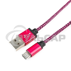Кабель Gembird USB 2.0 Cablexpert CC-mUSB2pe1m, AM/microBM 5P, 1м, нейлоновая оплетка, алюминиевые разъемы, фиолетовый, пакет