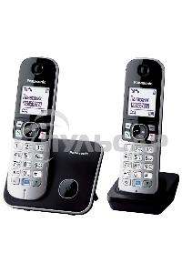 Телефон беспроводной (DECT) Panasonic KX-TG6812RU черный (труб. в компл.:2шт) АОН