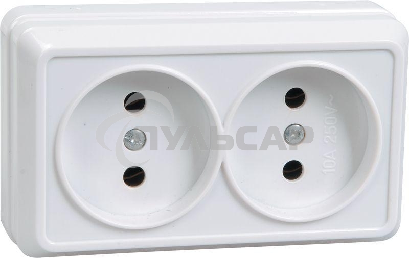 Розетка Iek ERO20-K01-10-DC РС22-2-ОБ 2местн. без з/к 10А откр.уст. ОКТАВА (белый)