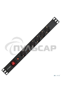Блок розеток горизонтальный ExeGate ServerPro PDU-19H605 Al-6S-C14-SW-O, 19