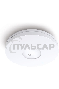 Точка доступа TP-Link 11AX dual-band ceiling access point, up to 1200 Mbit / s at 5 GHz and up to 574 Mbit / s at 2.4 GHz, 1 10/100/1000Mbps LAN port, support PoE 802.3at standard, support BSS coloring, Seamless Roaming, Mesh, Band Steering, Airtime Fairn
