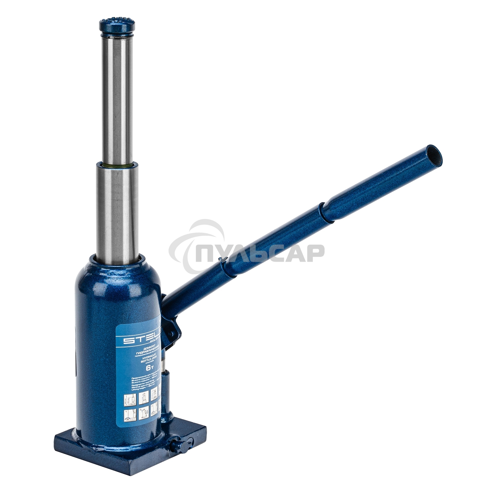 Домкрат гидравлический бутылочный телескопический, 6 т, h подъема 190-480 мм Stels