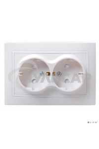 Розетка силовая Iek ERK21-K01-16-DM РСш12-3-КБ 2 местн. c з/к с защ.штор. 16А КВАРТА (белый)