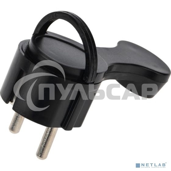 Вилка Евро Rexant угловая с з/к 16 А плоская за шкаф черная