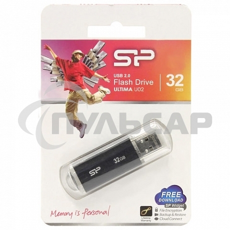 Флешка USB 32 Gb Silicon Power Ultima U02 (SP032 GbUF2U02V1K), USB 2.0, черный