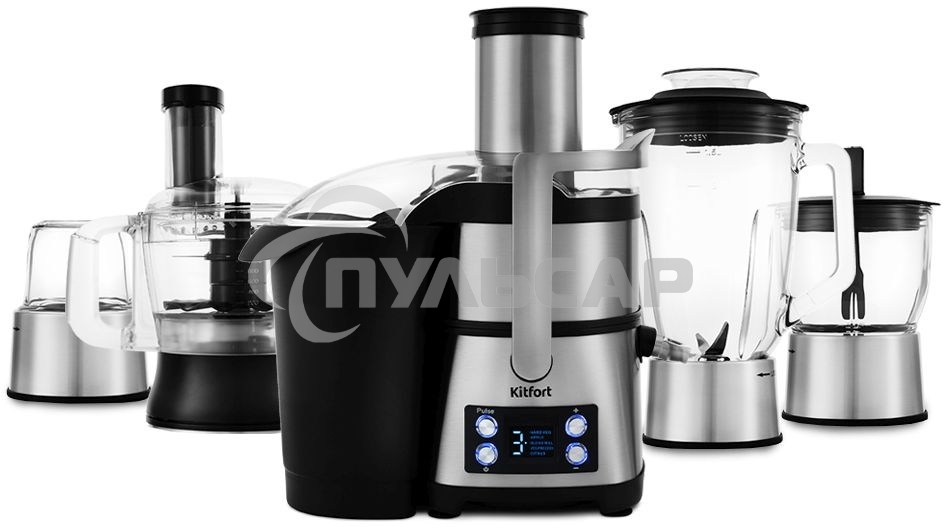 Кухонный комбайн Kitfort KT-1395 800Вт серебристый/черный