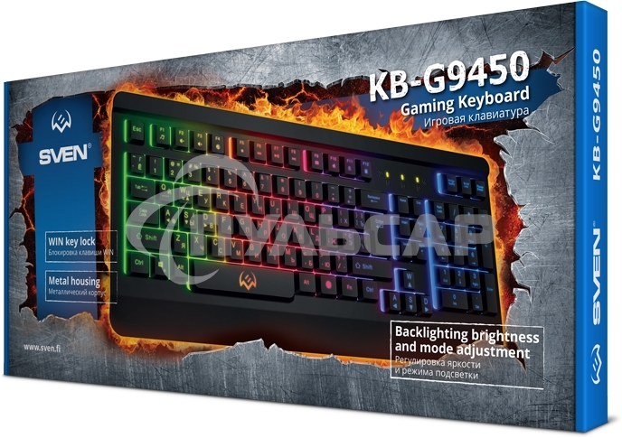 Клавиатура проводная игровая SVEN KB-G9450 (104кл., мет. корпус, 12 Fn функций, подсветка)
