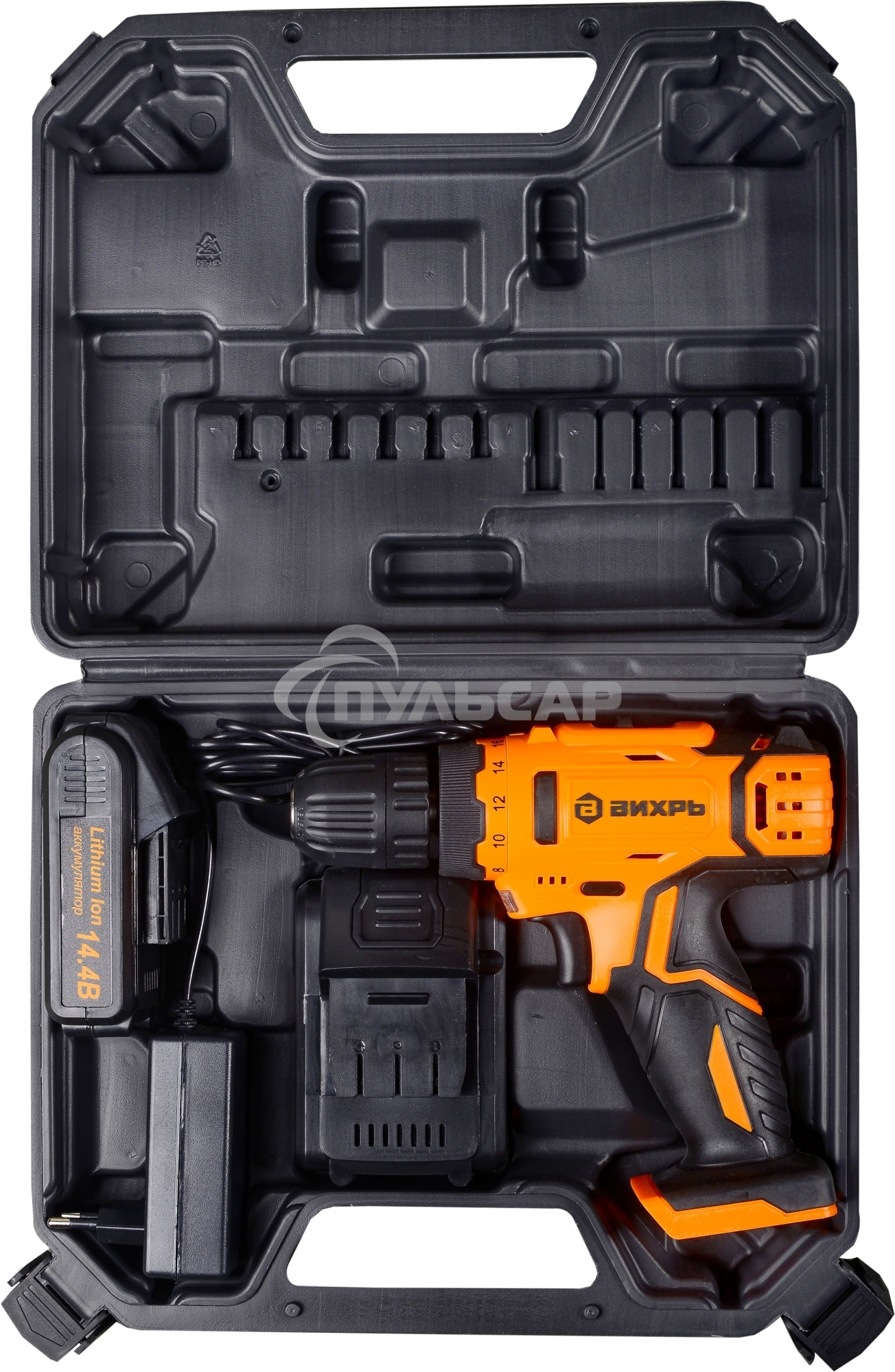 Дрель-шуруповерт Вихрь ДА-14Л-2KА 72/14/20, Аккумуляторная, 14,4В, 2 АКБ, Кейс