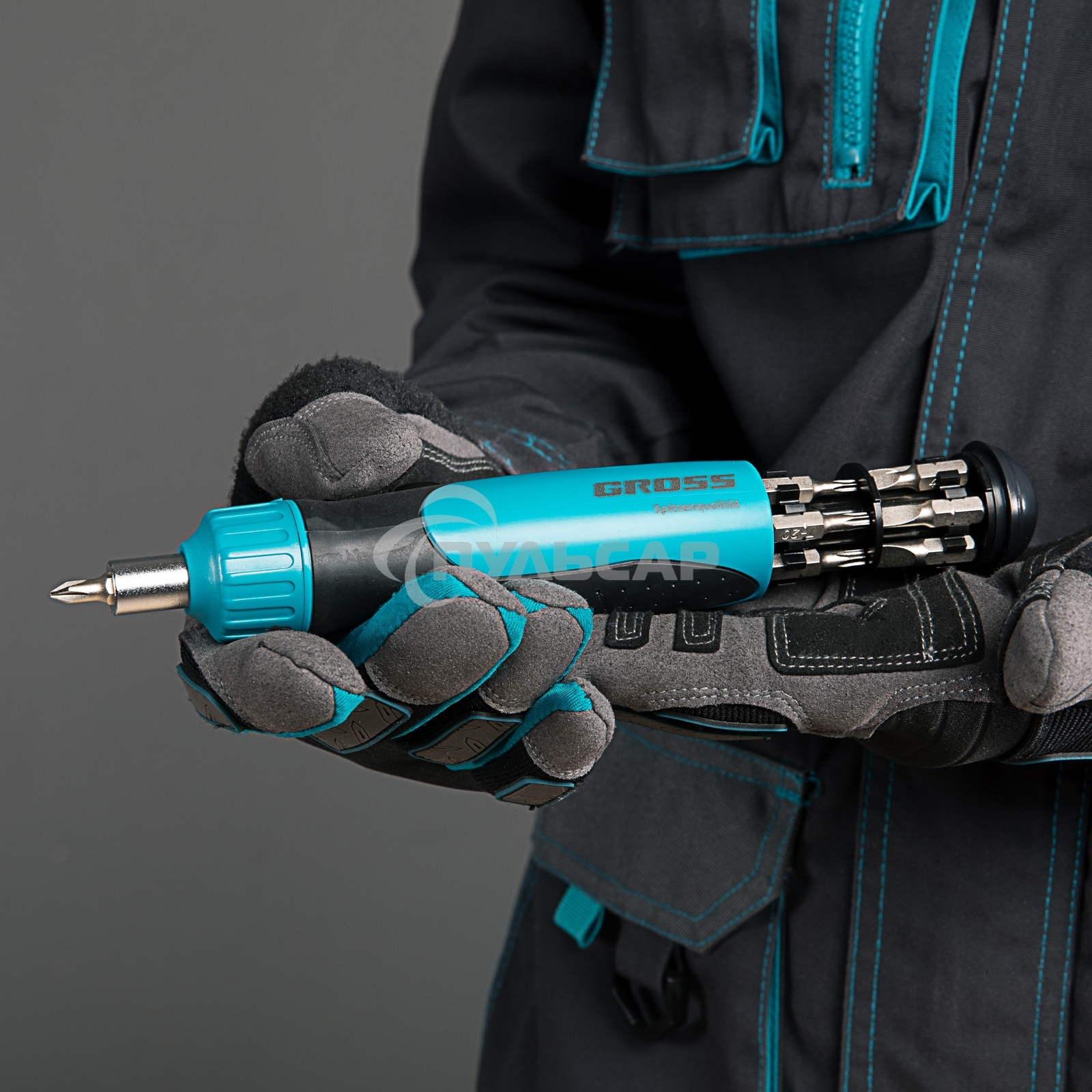 Отвертка реверсивная, механизм SmartPush, 12 шт., S2 Gross