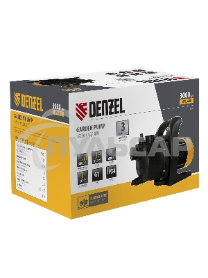 Садовый поверхностный насос GPL600, 600 Вт, 3000 л/ч, подъем 35 м, пластик Denzel