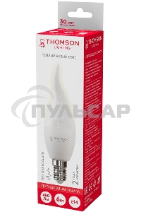 Лампа светодиодная Hiper THOMSON LED TAIL CANDLE 6W 480Lm E14 3000K TH-B2025
