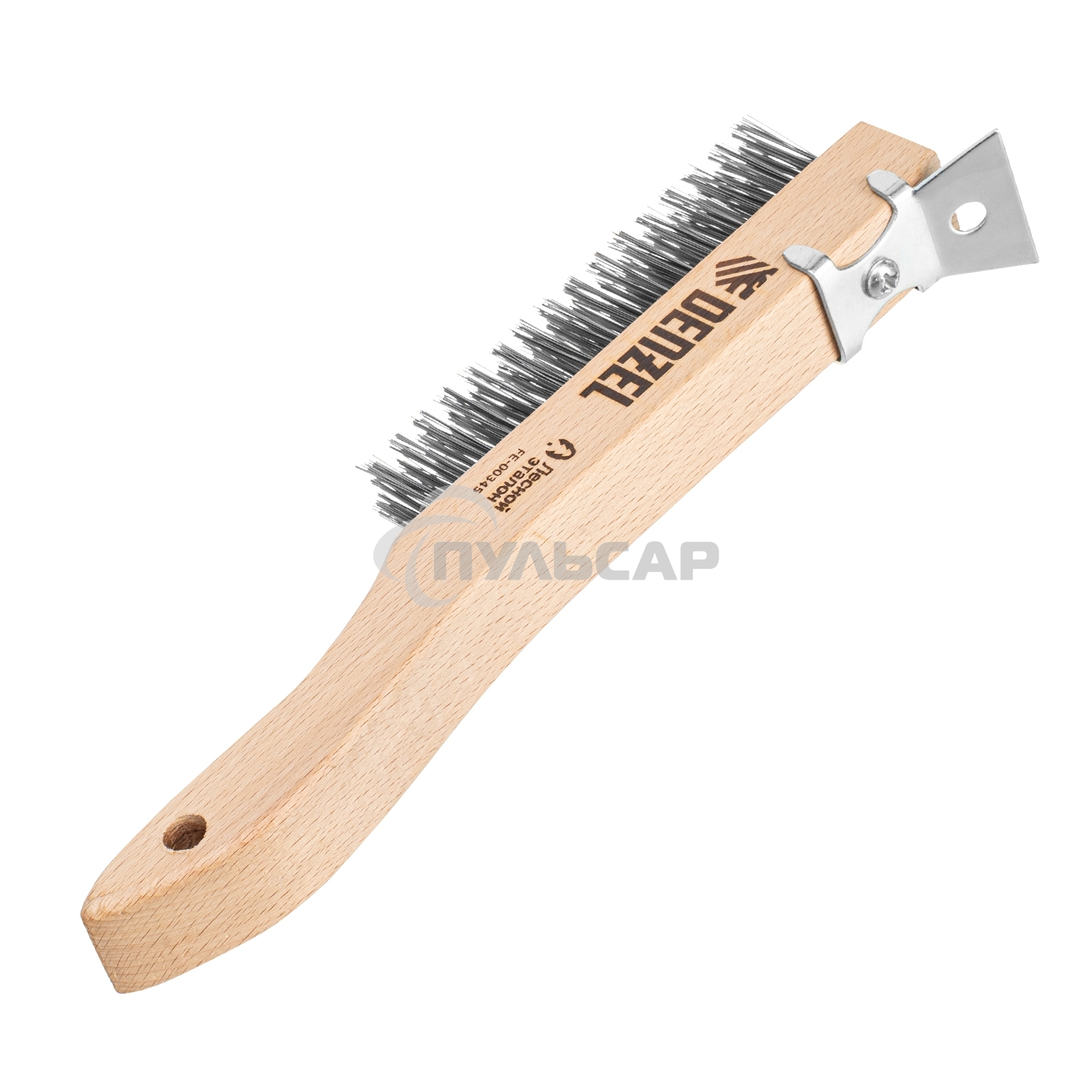 Щетка зачистная Denzel 4-х рядная, проволока из нержавеющей стали с деревянной ручкой скребок, EFP