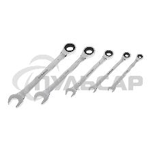 Набор ключей комбинированных трещоточных Rexant (8, 10, 13, 17, 19 мм), 5 шт., CrV, зеркальное хромирование