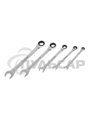 Набор ключей комбинированных трещоточных Rexant (8, 10, 13, 17, 19 мм), 5 шт., CrV, зеркальное хромирование