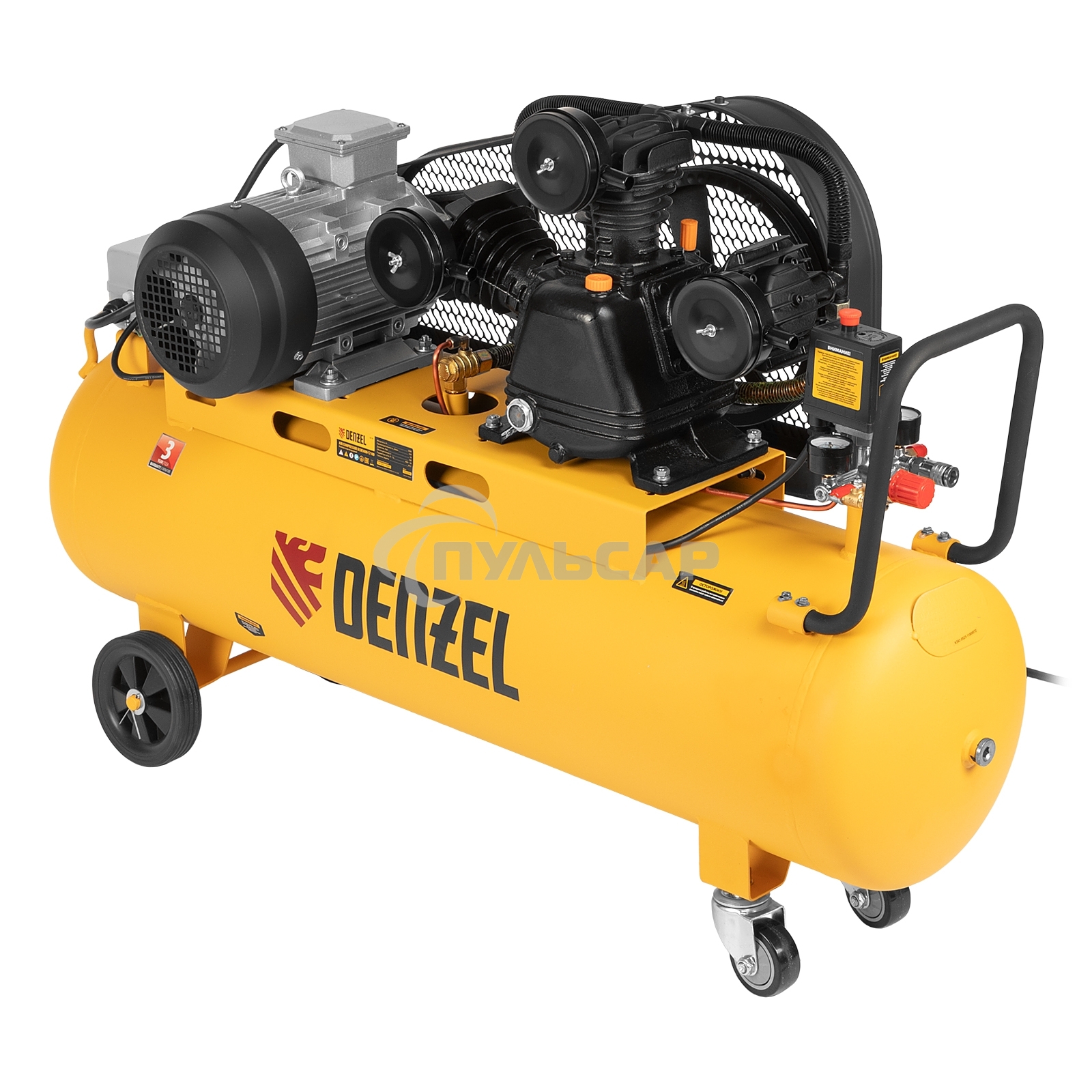 Компрессор воздушный рем. привод BCW3000-T/100, 3,0 кВт, 100 литров, 520 л/минDenzel