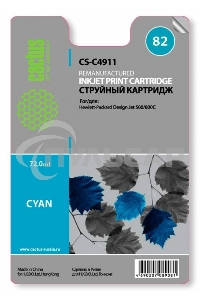 Картридж струйный Cactus CS-C4911 №82 голубой (72 ml) для HP Design Jet 500/800C