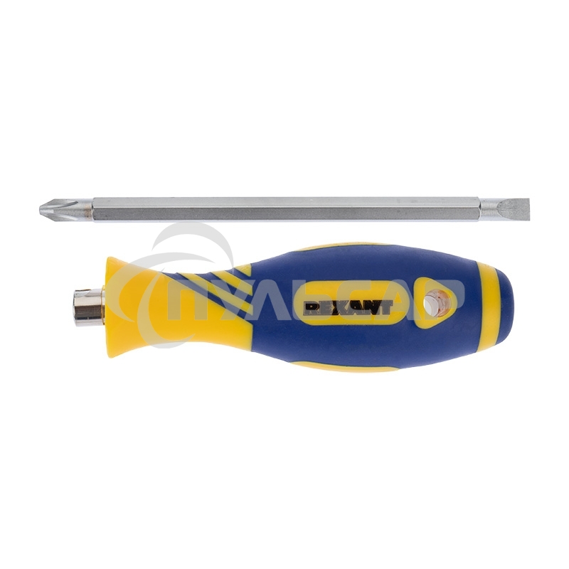 Отвертка комбинированная, двухсторонний стержень 120 мм (Крестовая PH 2, Шлицевая SL 6 мм), двухкомпонентная рукоятка 12-4741 Rexant