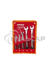 Набор ключей комбинированных трещоточных Rexant (8, 10, 13, 17, 19 мм), 5 шт., CrV, зеркальное хромирование