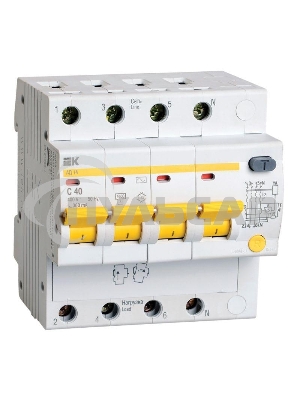 Выключатель автоматический дифференциального тока Iek MAD10-4-040-C-300 АД14 4Р 40А 300мА ИЭК