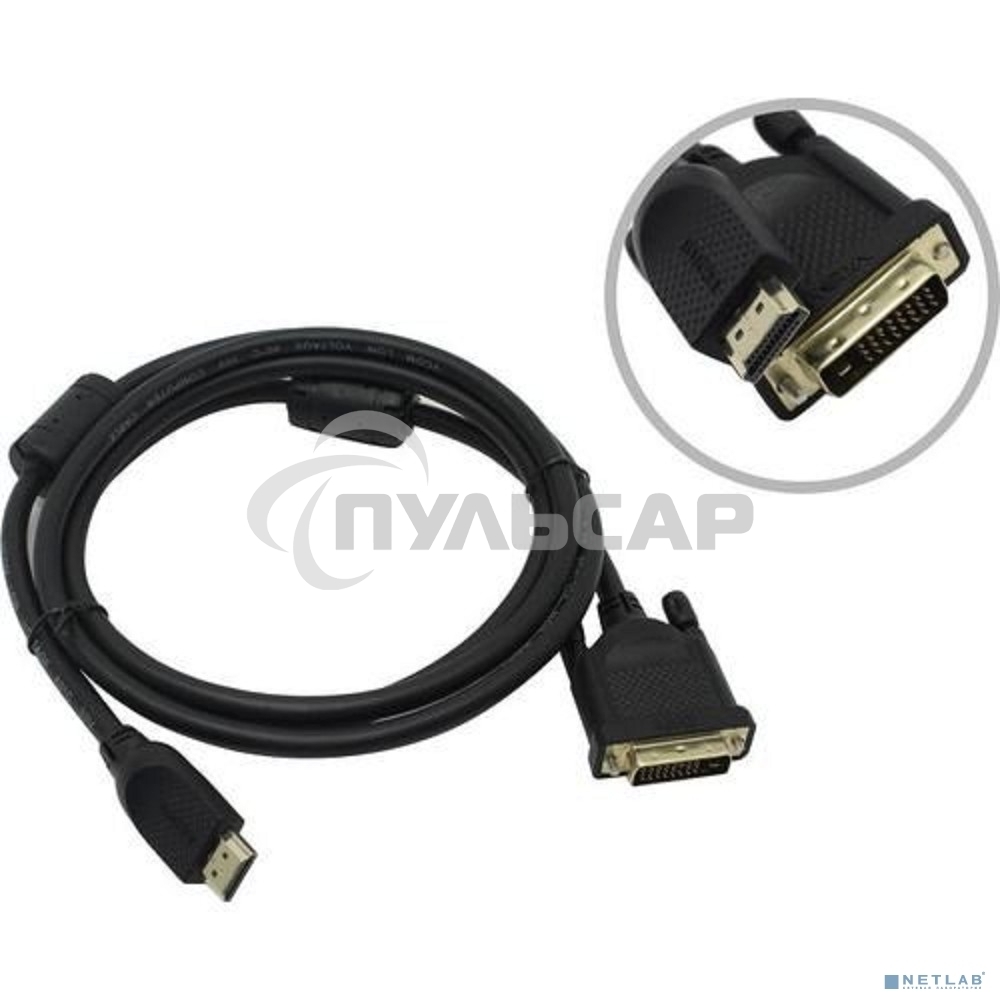 Кабель HDMI AM/DVI(24+1)M, 1.8м, CU, 1080P@60Hz, 2F, VCOM <CG484GD-1.8M>