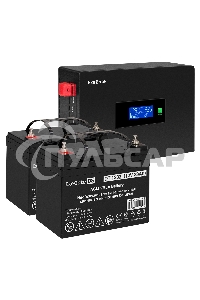 Комплект Источник бесперебойного питания EX295994RUS + батарея 33Aч EX282974RUS 2шт (инвертор, синус, для котла, PF=1, настенный) ExeGate IdealSine SR-1500.LCD.2SH 1500VA/1500W, чистая синусоида, цветной LCD-дисплей, 2*Schuko, крепление настенное, черный 