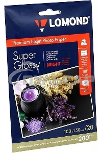 Фотобумага ПРЕМИУМ для стр.печати LOMOND200 г/м2 одностор.Super Glossy Bright 10х15см(20л)