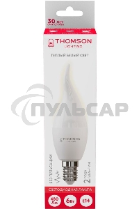 Лампа светодиодная Hiper THOMSON LED TAIL CANDLE 6W 480Lm E14 3000K TH-B2025
