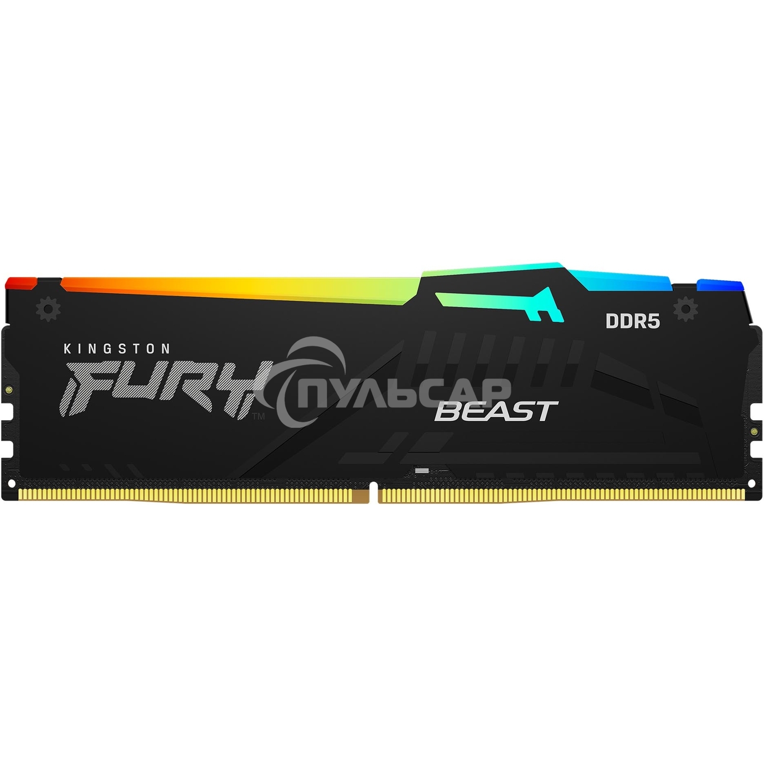 Оперативная память Kingston Fury Beast, DDR5, 16Gb (1x16GB), 6000MHz, CL36, DIMM, с радиатором, RGB, черный