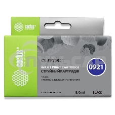 Картридж струйный Cactus CS-EPT0921 (T0921) черный (8 мл) для Epson Stylus C91/CX4300/T26/T27/TX106/TX109/TX117/TX119 Картридж струйный Cactus CS-EPT0921 (T0921) черный (8 мл) для Epson Stylus C91/CX4300/T26/T27/TX106/TX109/TX117/TX119