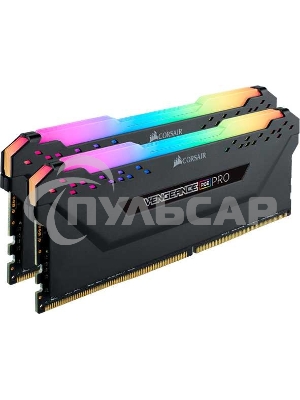 Оперативная память Corsair Vengeance RGB PRO, DDR4, 16Gb (2x8 Gb), 3200 MHz, CL16, радиатор, RGB, черный