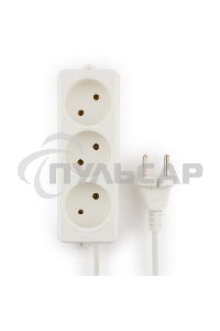 Удлинитель Гарнизон EL-NL3-W-2, 3 розетки допустимый ток 10А, длина 2м.