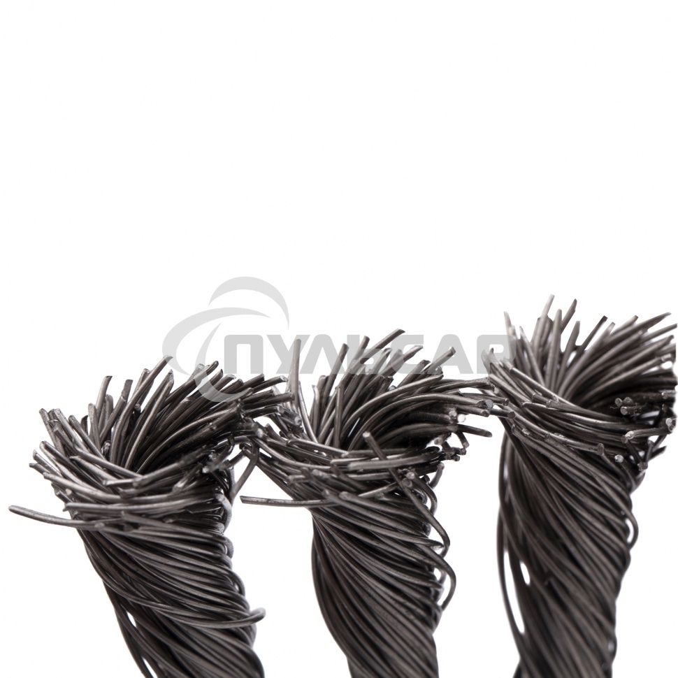 Щетка для УШМ, 200 мм, Плоская, крученая нержавеющая проволока 0,5 мм, посадка 22,2 мм Denzel