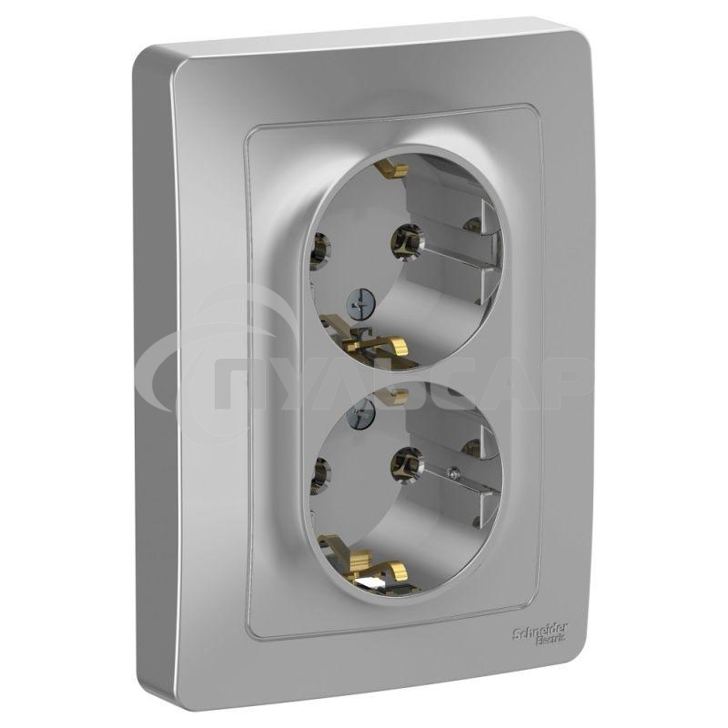 Розетка 2-м СП BLANCA 16А 250В без шторок с заземл. алюм. SchE BLNRS001023