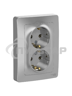 Розетка 2-м СП BLANCA 16А 250В без шторок с заземл. алюм. SchE BLNRS001023