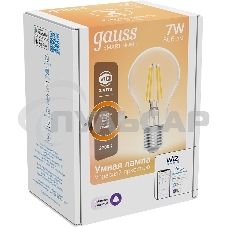 Лампа светодиодная филаментная Gauss Smart Home DIM E27 A60 7 Вт 1/10/40