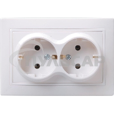 Розетка Iek ERK24-K01-16-DM РС12-3-КБ 2 местн. c з/к без защ.штор. 16А КВАРТА (белый)